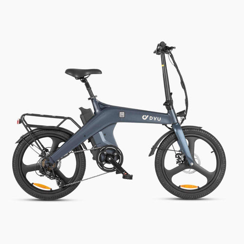 bicicleta eléctrica plegable DYU T1 gris acero con batería extraíble y sensor de par