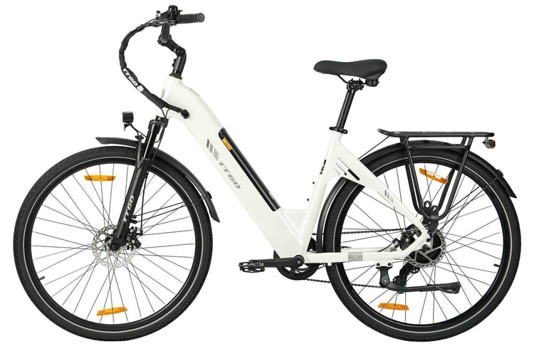 Bicicleta eléctrica urbana TTGO C3 SE con motor 250W, batería 36V 18Ah y cambio Shimano 7 velocidades.