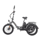Vista lateral del Fafrees EU-F20 Mate HS gris con cuadro de acceso bajo, batería extraíble y tres ruedas