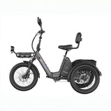 Fafrees EU-F20 Mate II gris oscuro en vista lateral, con cuadro bajo, batería extraíble, cesta trasera y portaequipajes delantero