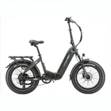 Bicicleta eléctrica plegable TTGO F6 Boost todoterreno en color naranja sobre césped.
