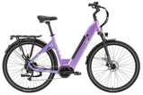Bicicleta eléctrica TTGO C7 SE en color lila con cuadro bajo, motor central y portaequipajes trasero.