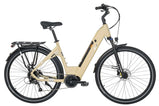 TTGO C7 SE beige con cuadro bajo, batería integrada, frenos de disco y portaequipajes para desplazamientos urbanos.