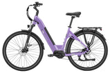 TTGO C7 SE lila con cuadro bajo, batería integrada, suspensión delantera y equipamiento para uso urbano diario.