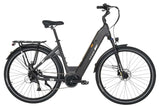 Bicicleta eléctrica TTGO C7 SE en color gris oscuro con cuadro bajo, motor central y portaequipajes trasero.
