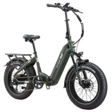 Bicicleta eléctrica plegable TTGO F6 Boost en color naranja sobre césped en entorno rural