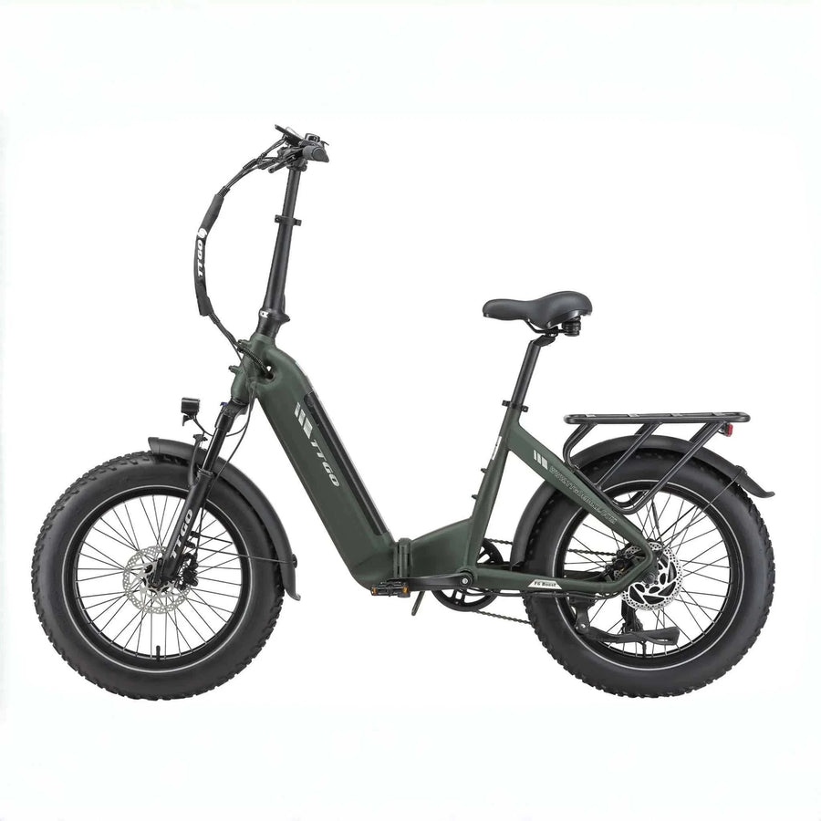 Bicicleta eléctrica plegable TTGO F6 Boost naranja en césped rural